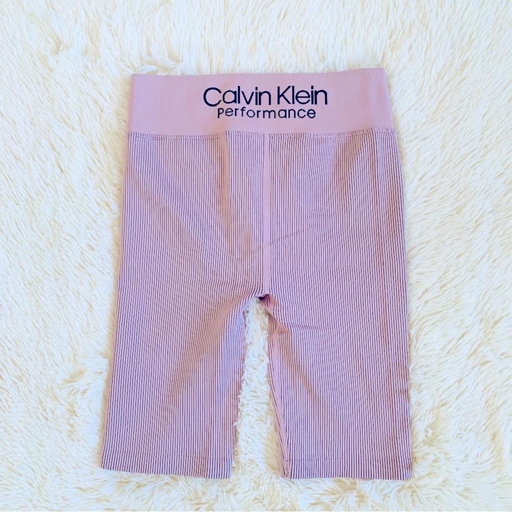 Calvin Klein Performance Striped Pink Active Shorts Leggings, M, New